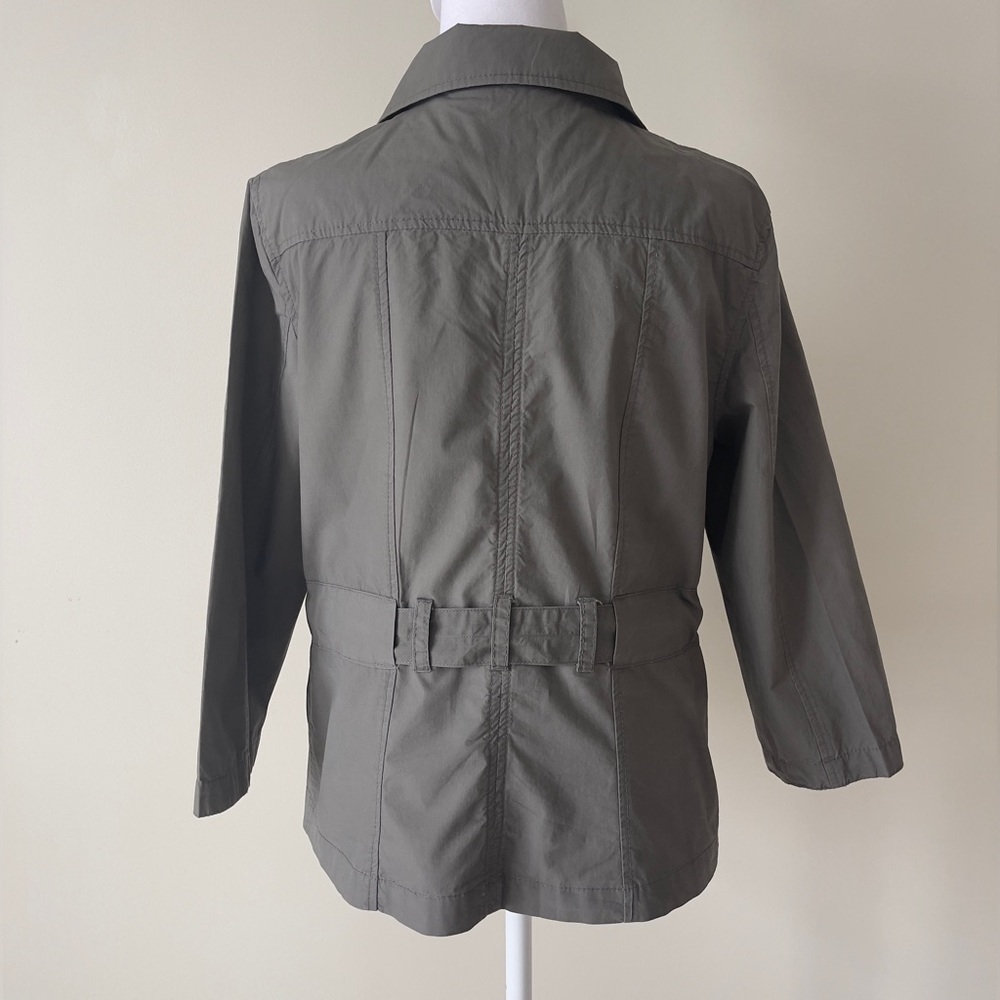 Willie Smith Women's Greenish Gray Utility Belted3/4 Sleeve Jacket EUC - Picture 5 of 8